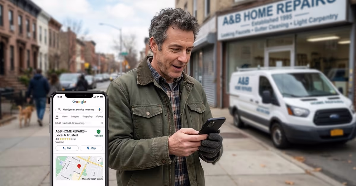 Google Maps search results showing local businesses on a smartphone — why a Google Business Profile alone isn't enough